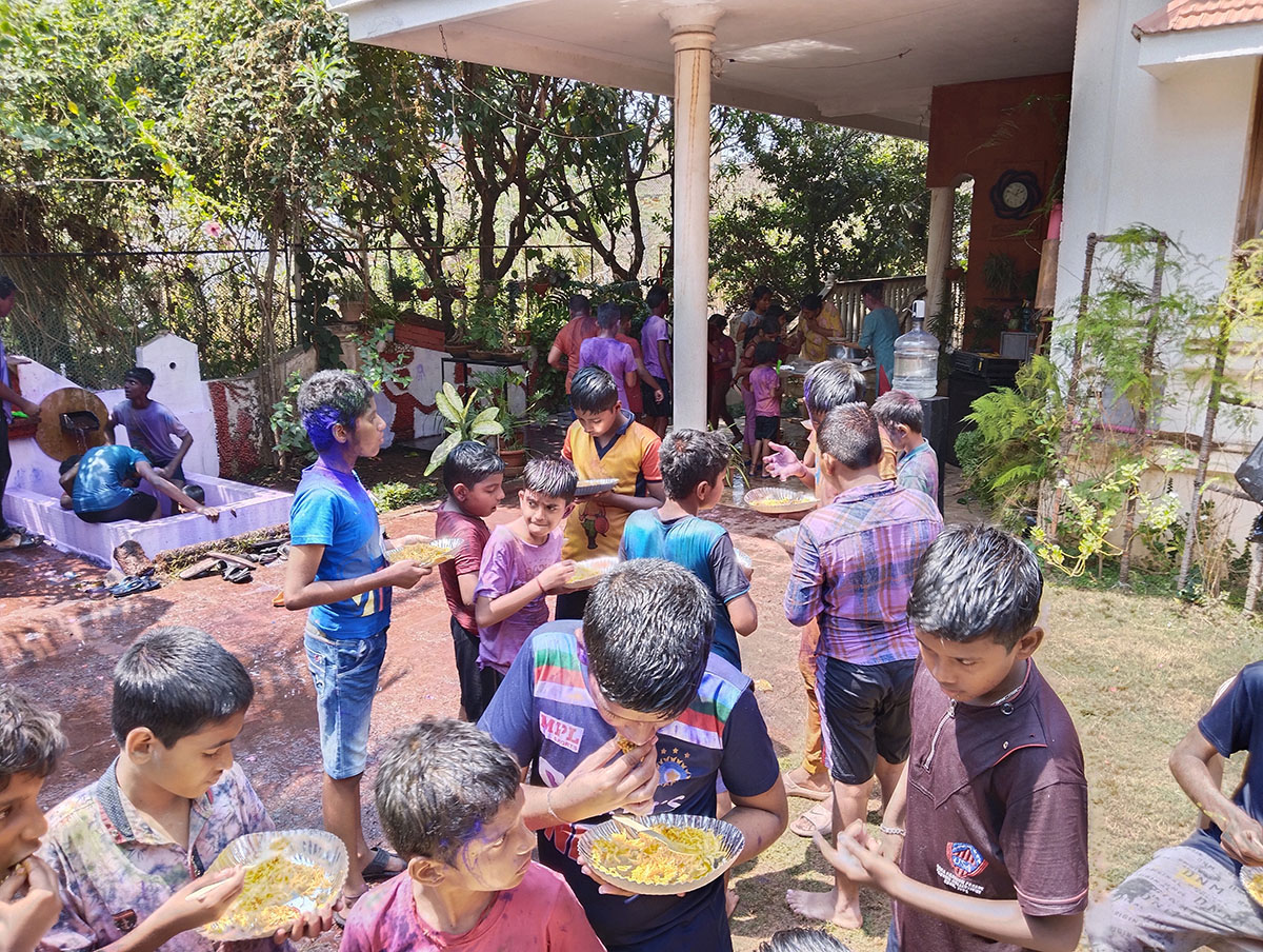 Holi celebrations in progress.